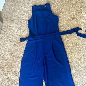 Cropped Wide-Leg Jumpsuit- Blue- 10 Tall